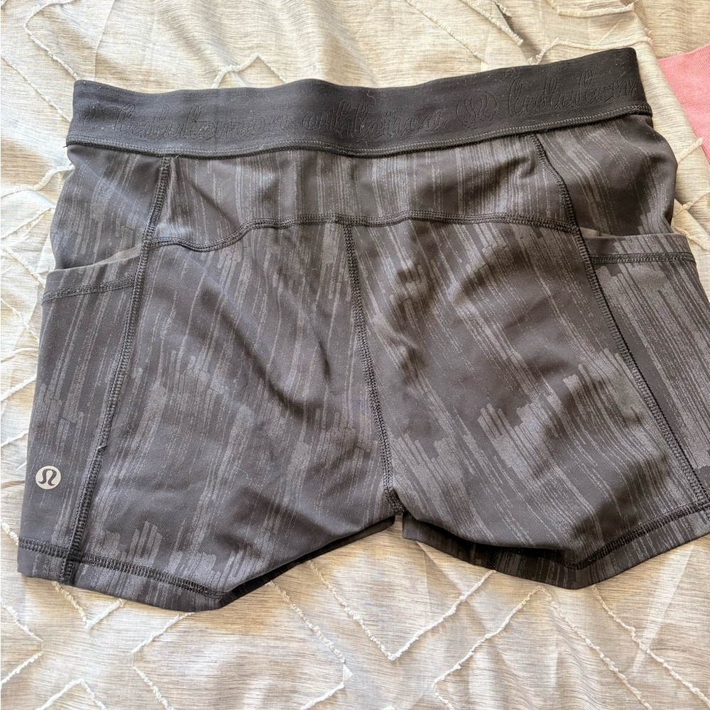 lululemon athletica Black Tonal Stripe Athletic Shorts